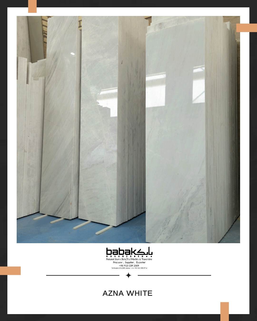 Azna white crystaline marble Tile