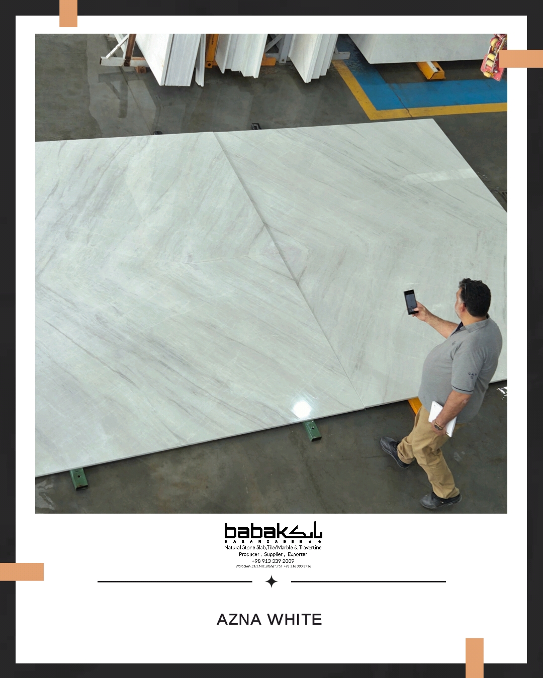 Azna White four-matched slab
